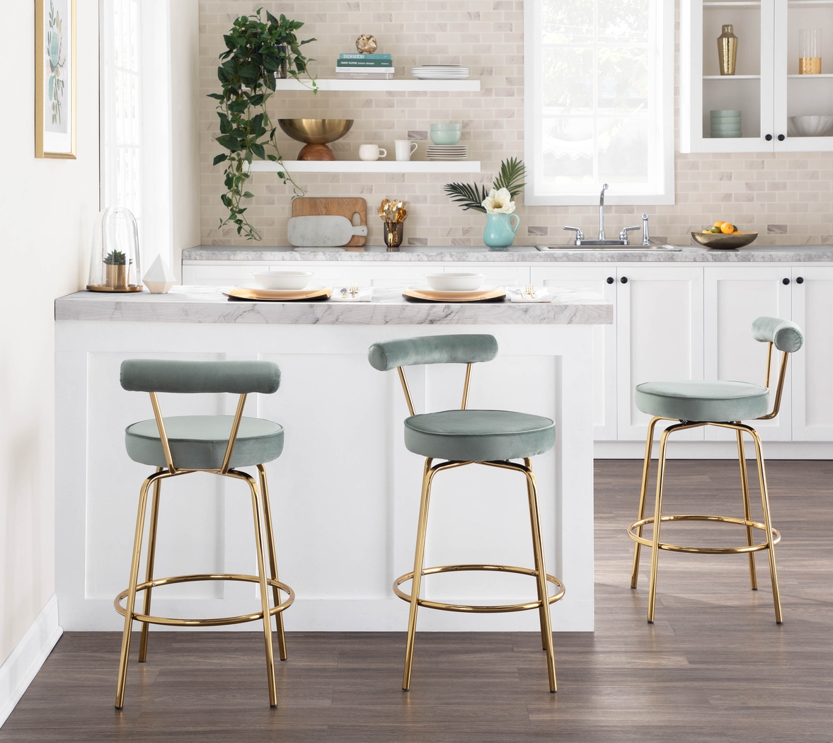 Rosiere Green Counter Height Stool, Set of 2 - Thumbnail - Image 9