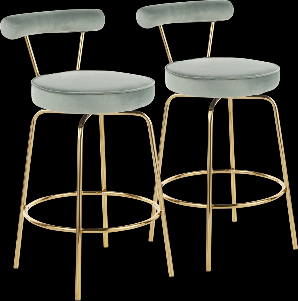 Rosiere Green Counter Height Stool, Set of 2 - Thumbnail - Image 1