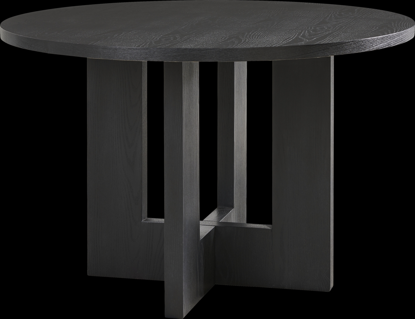 Rosolli Black 5 Pc Round Dining Room with Gray Upholstered Chairs - Thumbnail - Image 2