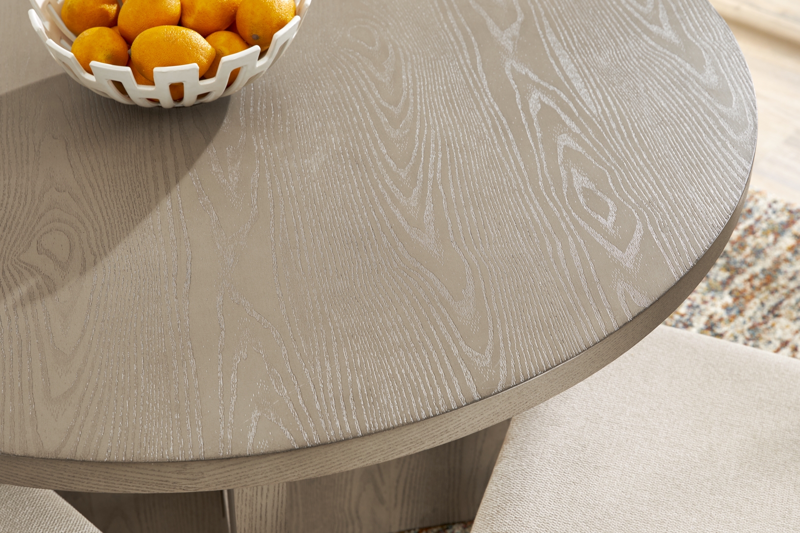 Rosolli Gray 5 Pc Round Dining Room with Maize Upholstered Chairs - Thumbnail - Image 3