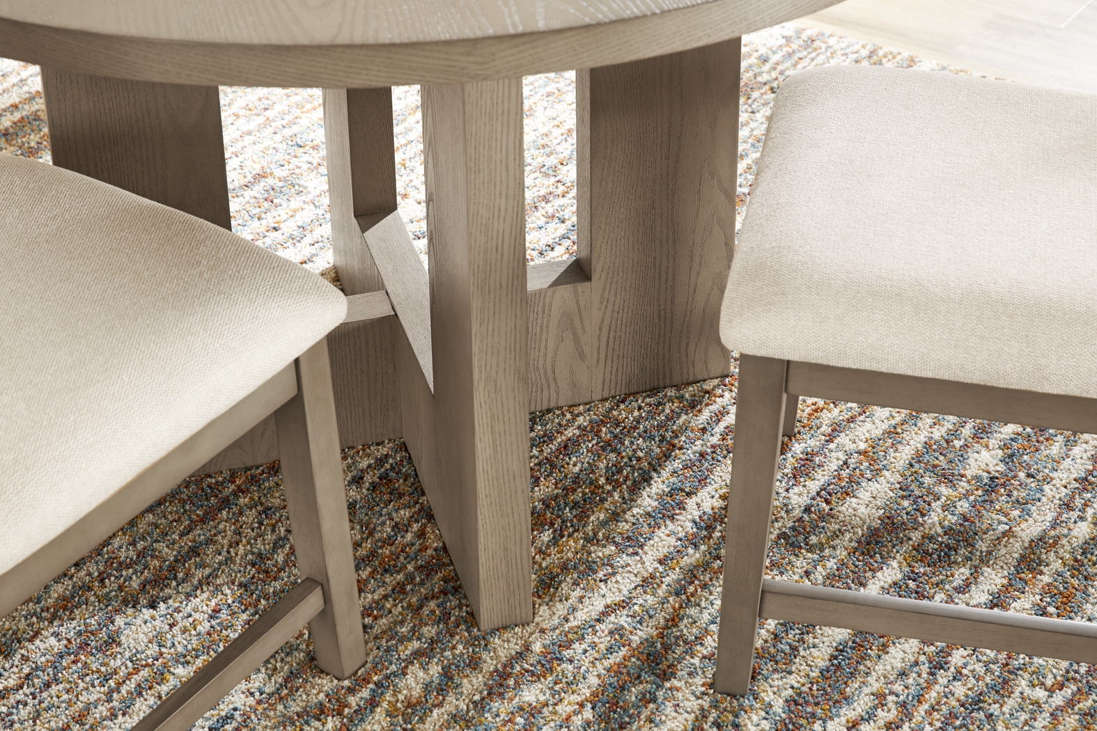 Rosolli Gray 5 Pc Round Dining Room with Maize Upholstered Chairs - Thumbnail - Image 4