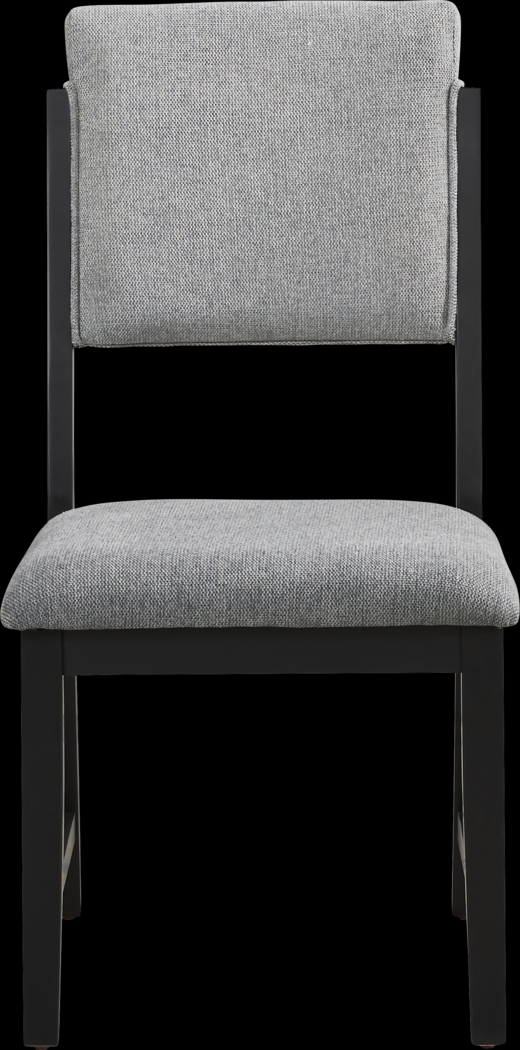 Rosolli Black 5 Pc Round Dining Room with Gray Upholstered Chairs - Thumbnail - Image 6