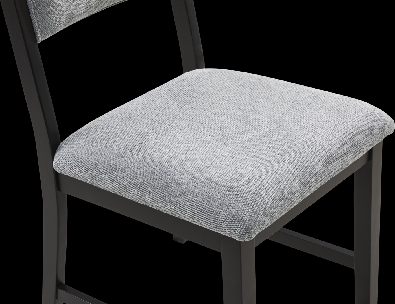 Rosolli Black 5 Pc Round Dining Room with Gray Upholstered Chairs - Thumbnail - Image 7