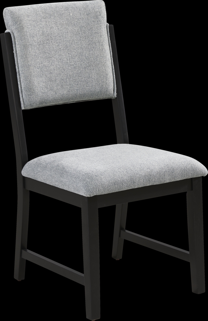 Rosolli Black 5 Pc Round Dining Room with Gray Upholstered Chairs - Thumbnail - Image 5