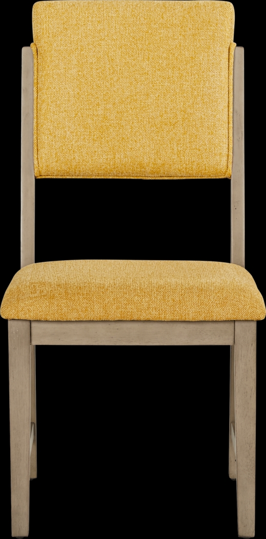 Rosolli Gray 5 Pc Round Dining Room with Maize Upholstered Chairs - Thumbnail - Image 6