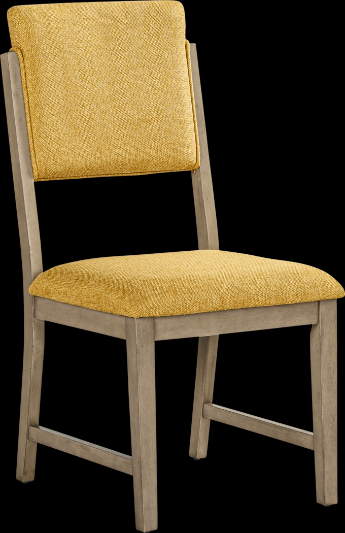 Rosolli Gray 5 Pc Round Dining Room with Maize Upholstered Chairs - Thumbnail - Image 5