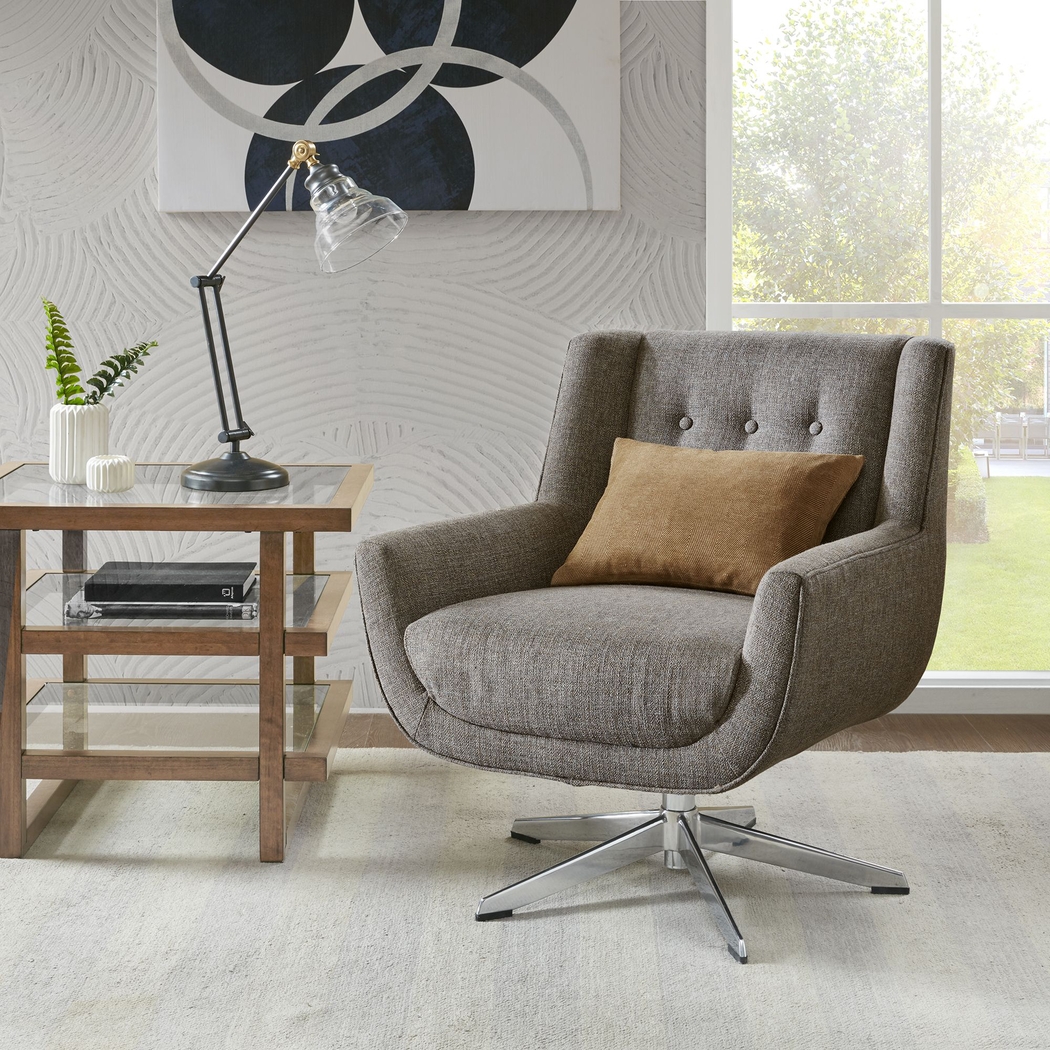 Rossello Brown Accent Swivel Chair - Thumbnail - Image 5
