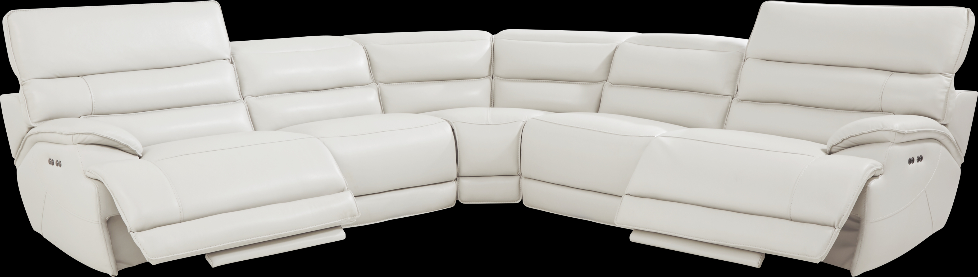 Rossini Light Gray Leather 5 Pc Dual Power Reclining Sectional - Thumbnail - Image 3