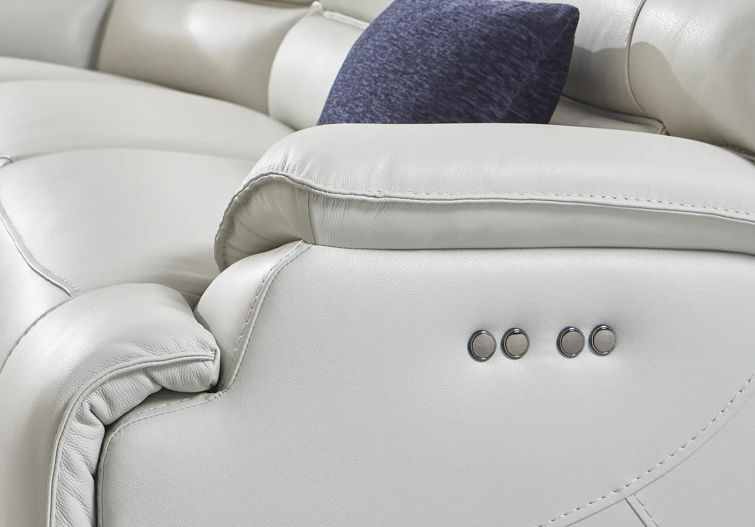 Rossini Light Gray Leather 8 Pc Dual Power Reclining Sectional Living Room - Thumbnail - Image 8