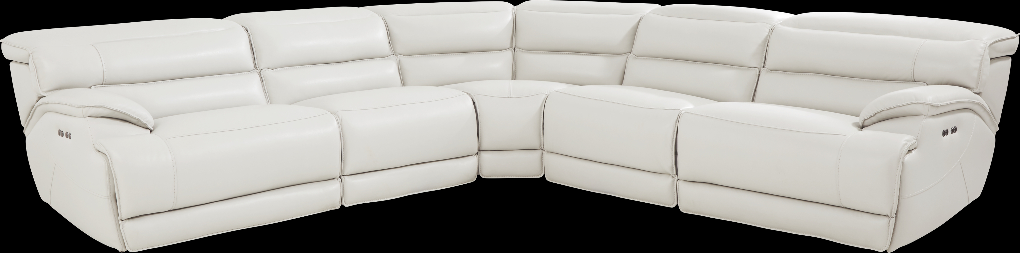 Rossini Light Gray Leather 5 Pc Dual Power Reclining Sectional - Thumbnail - Image 1