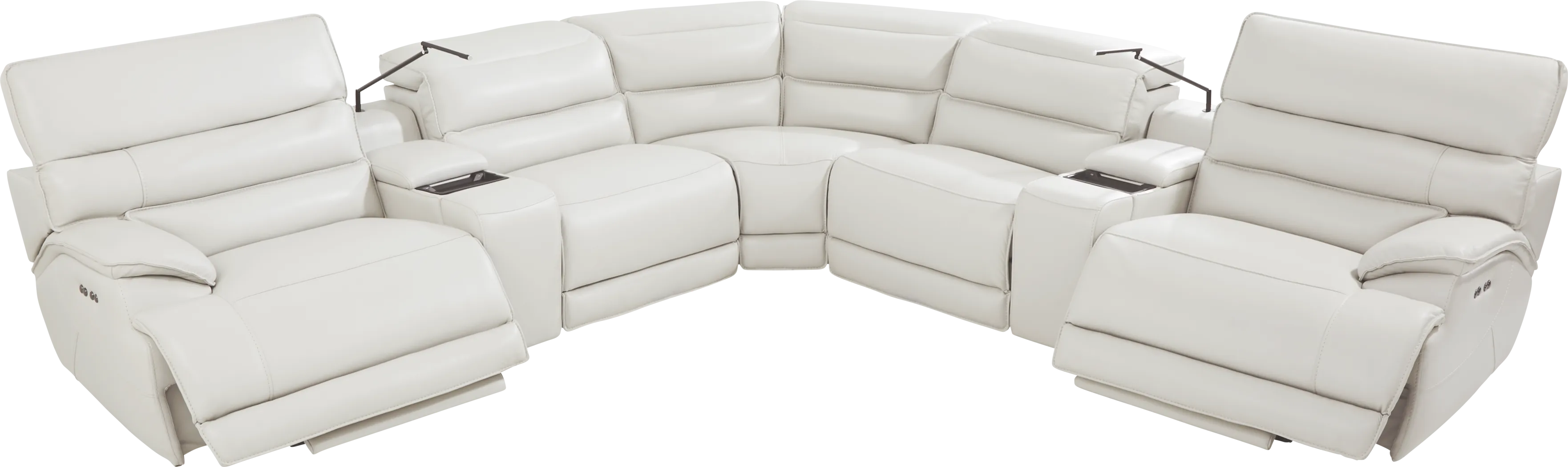 Rossini Light Gray Leather 7 Pc Dual Power Reclining Sectional - Thumbnail - Image 3