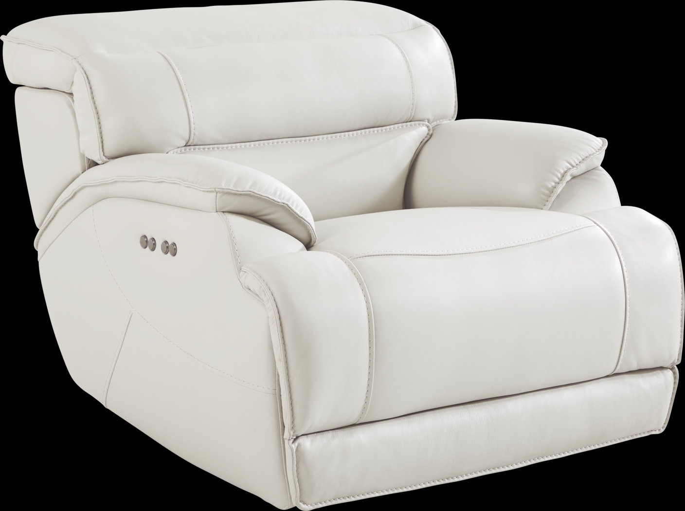 Rossini Light Gray Leather Dual Power Recliner - Thumbnail - Image 2