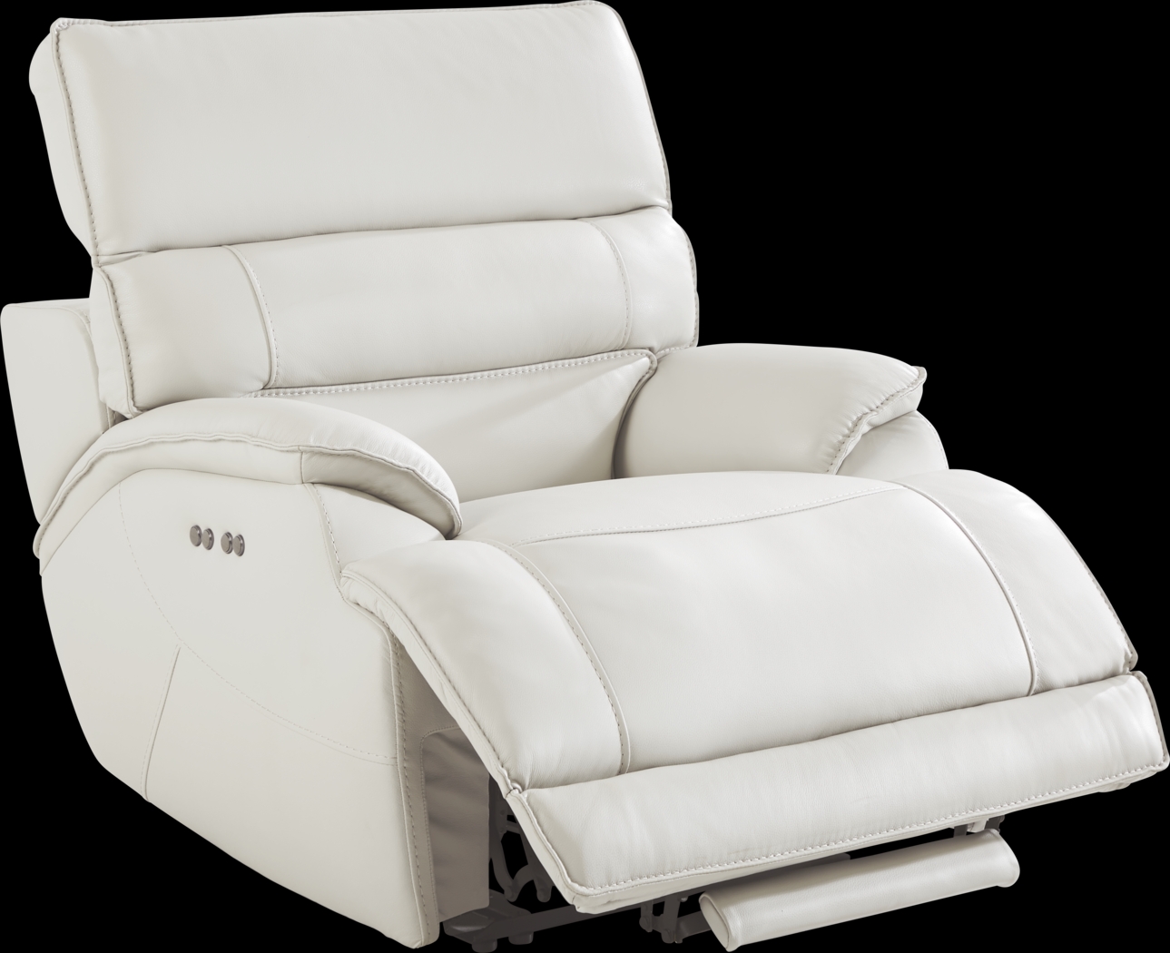 Rossini Light Gray Leather Dual Power Recliner - Thumbnail - Image 3