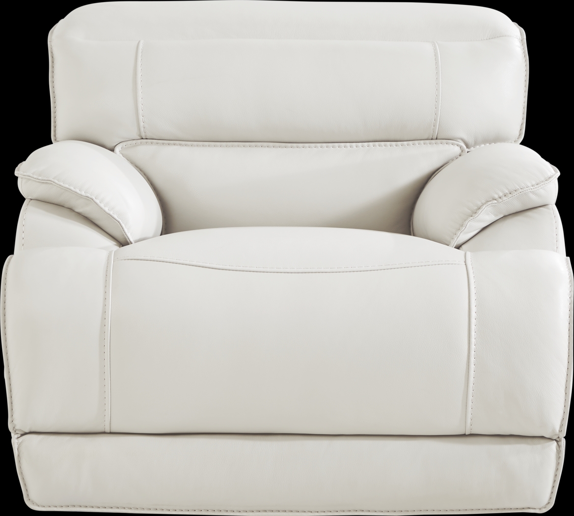 Rossini Light Gray Leather Dual Power Recliner - Thumbnail - Image 1