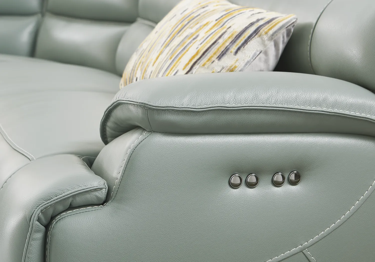 Rossini Mint Leather 7 Pc Dual Power Reclining Sectional - Image 8