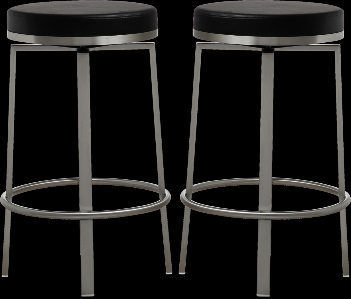 Rourke Black Counter Height Swivel Stool, Set of 2 - Thumbnail - Image 1