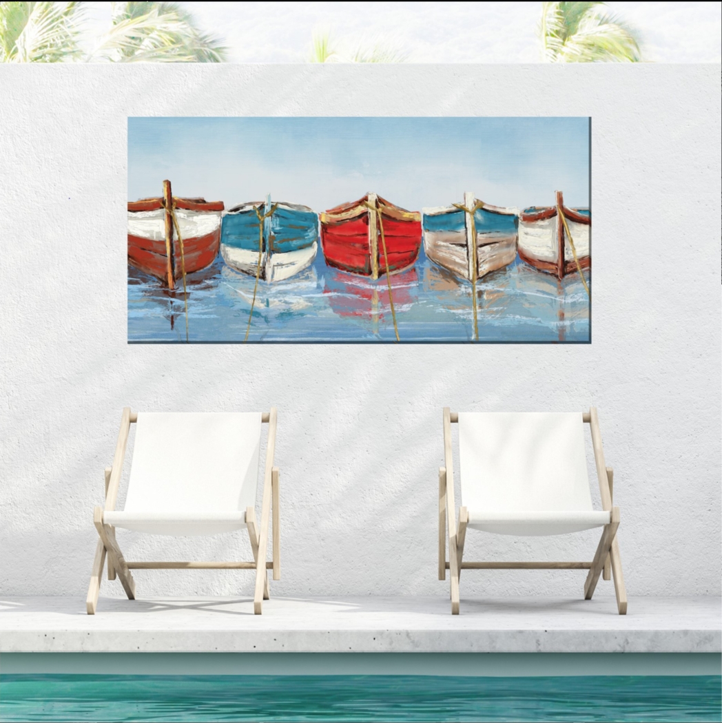 Rowboats Blue Indoor/Outdoor Wall Art - Thumbnail - Image 2