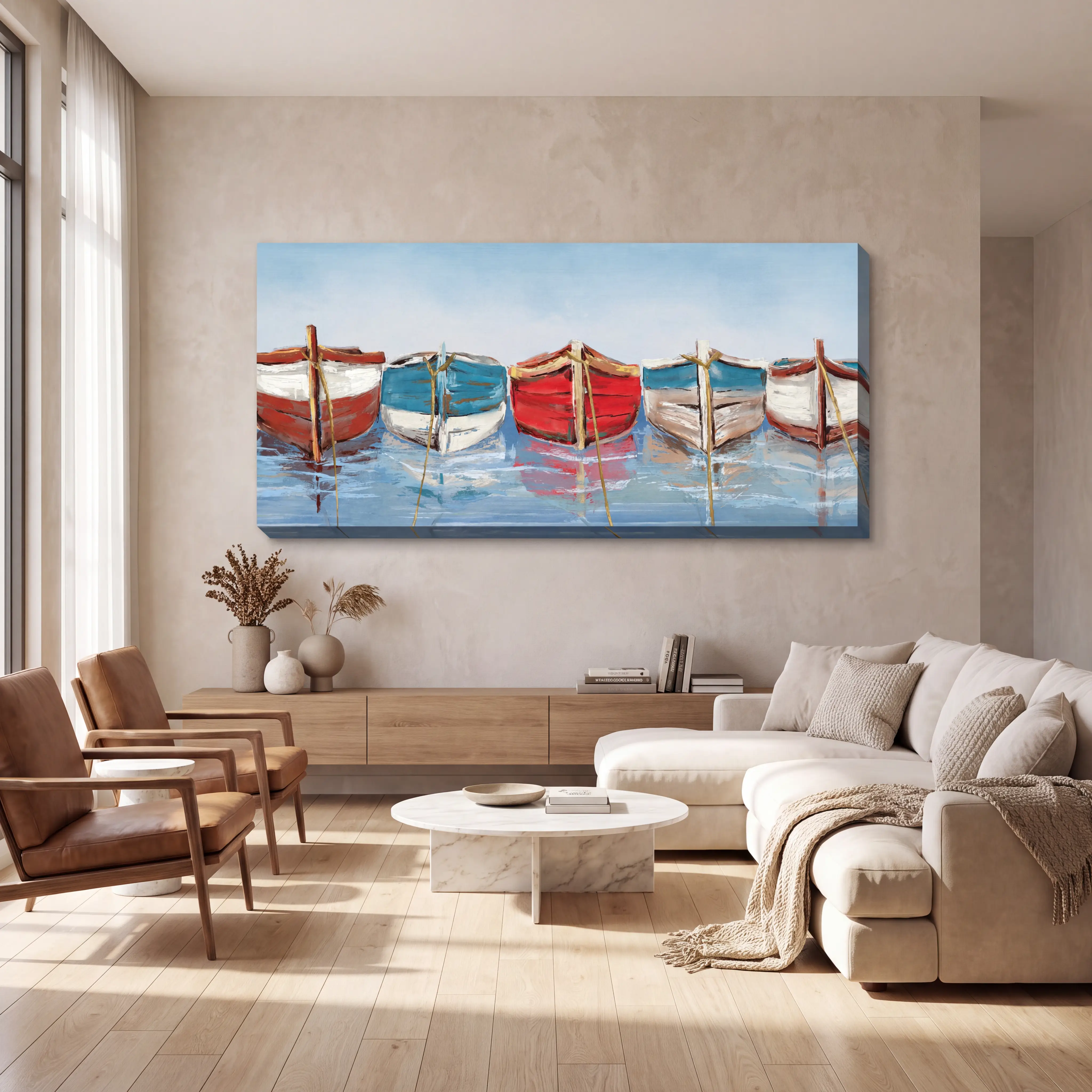 Rowboats Blue Indoor/Outdoor Wall Art - Thumbnail - Image 3