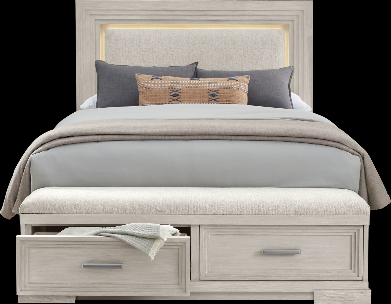 Royal Park Ivory 3 Pc King Storage Bed - Thumbnail - Image 1