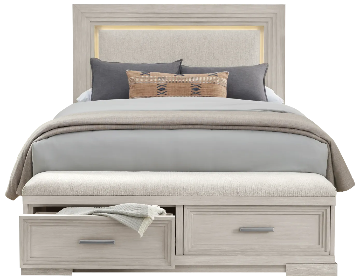 ivory 3 pc queen storage bed