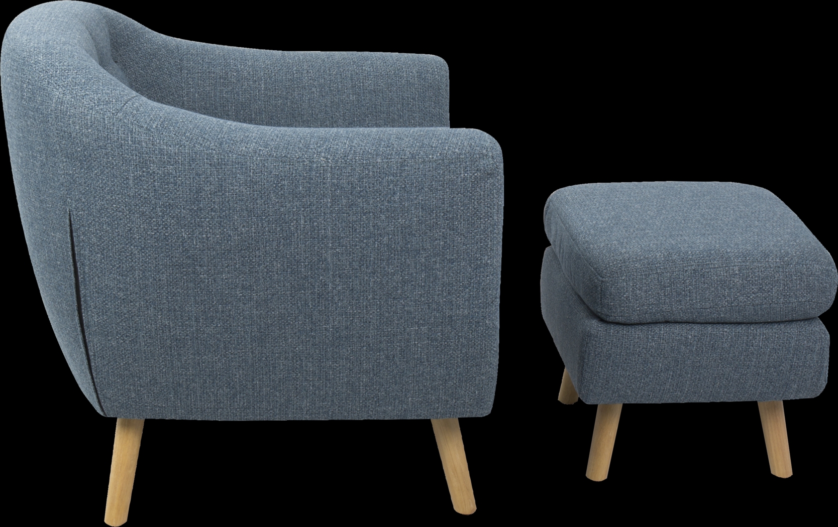 Rozelle Blue Accent Chair & Ottoman - Thumbnail - Image 2