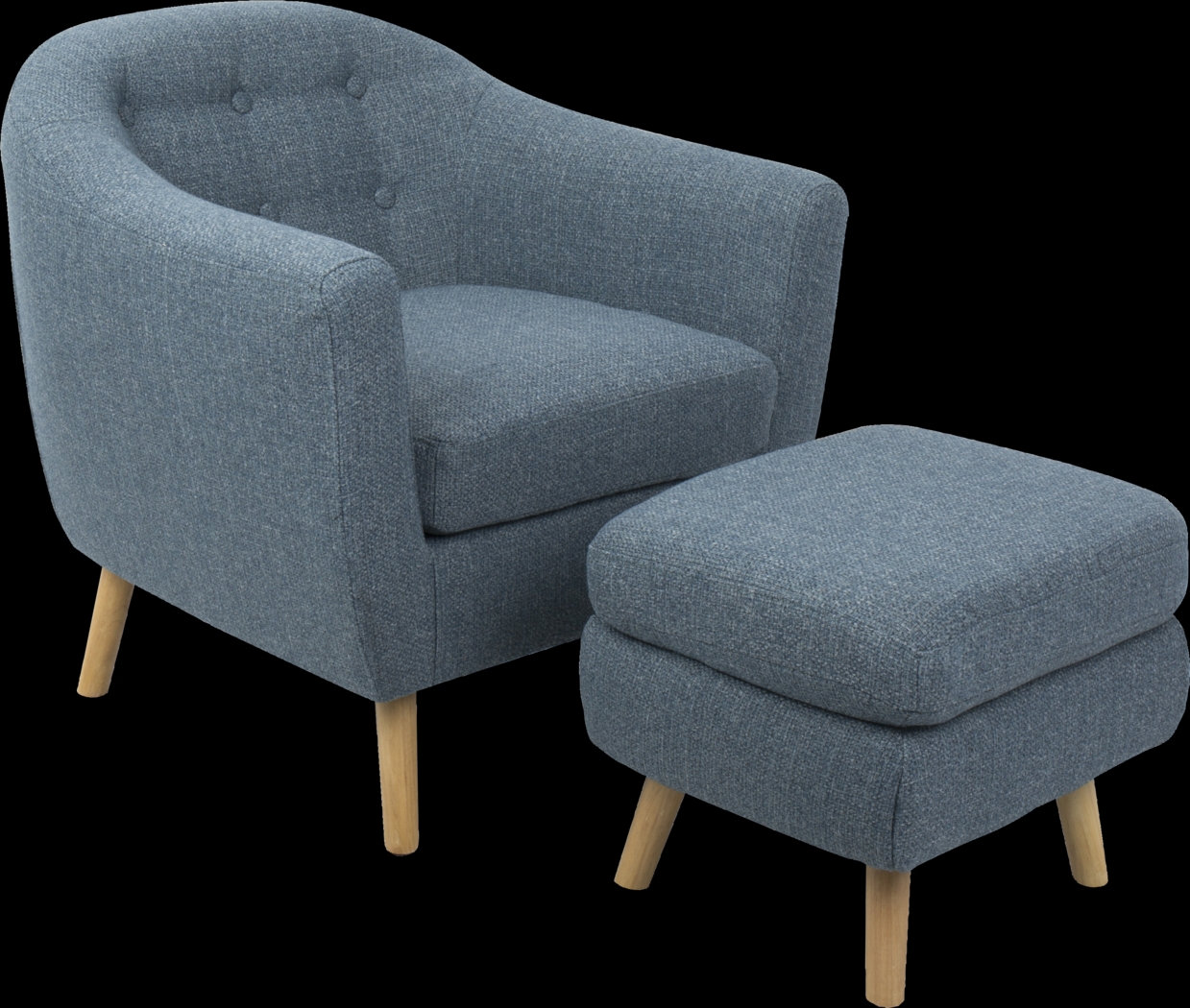 Rozelle Blue Accent Chair & Ottoman - Thumbnail - Image 1