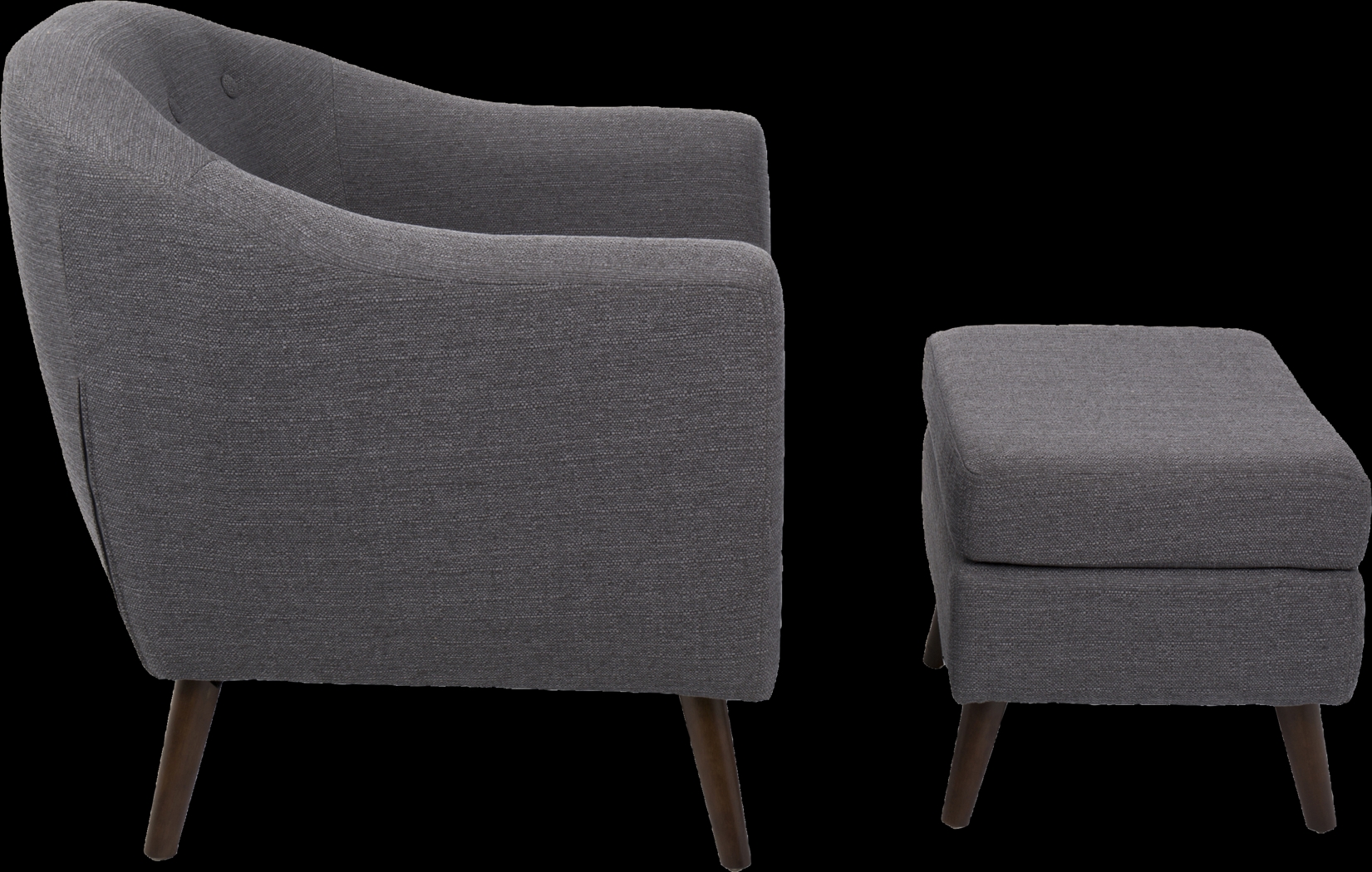 Rozelle Charcoal Accent Chair & Ottoman - Thumbnail - Image 3