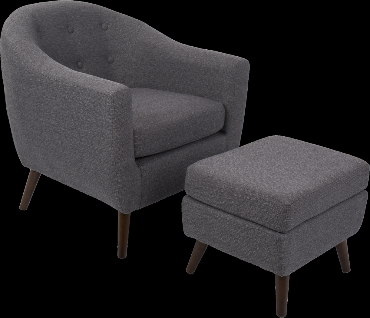 Rozelle Charcoal Accent Chair & Ottoman - Thumbnail - Image 1