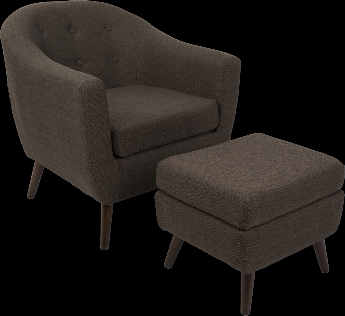 Rozelle Espresso Accent Chair & Ottoman - Thumbnail - Image 1