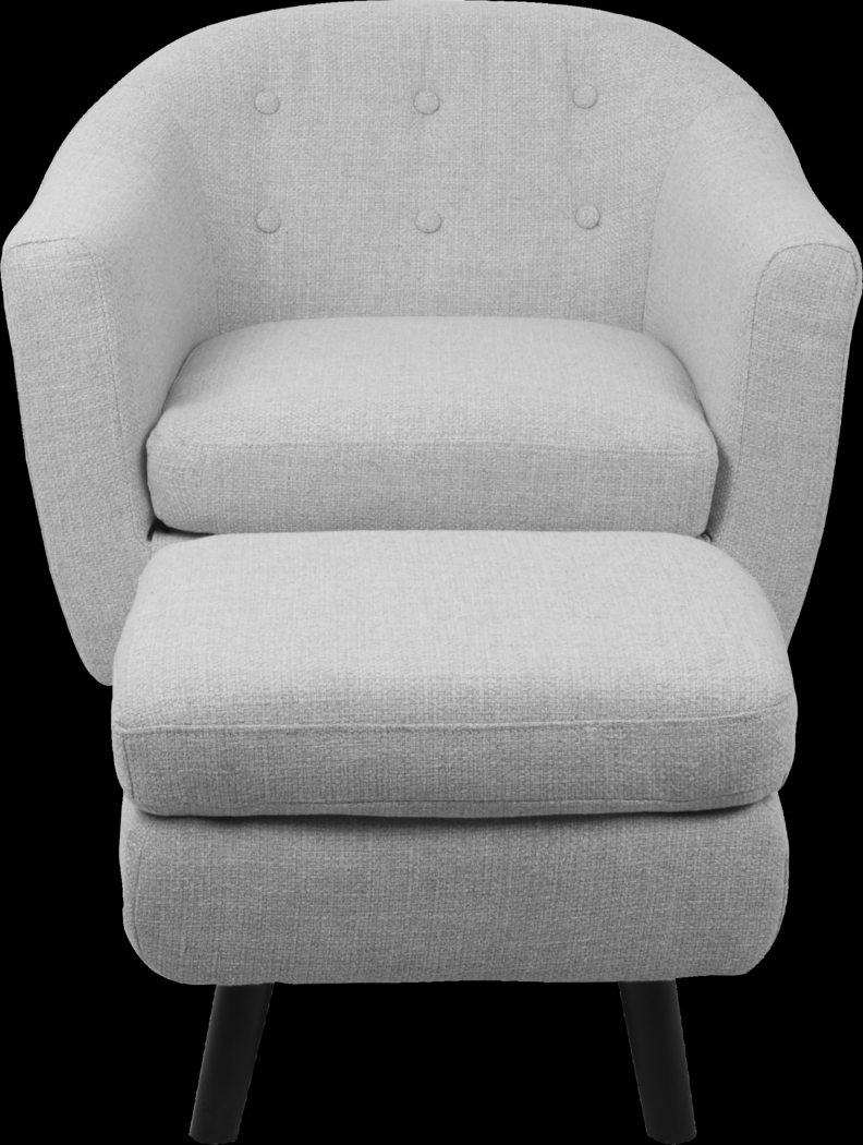Rozelle Light Gray Accent Chair & Ottoman - Thumbnail - Image 2
