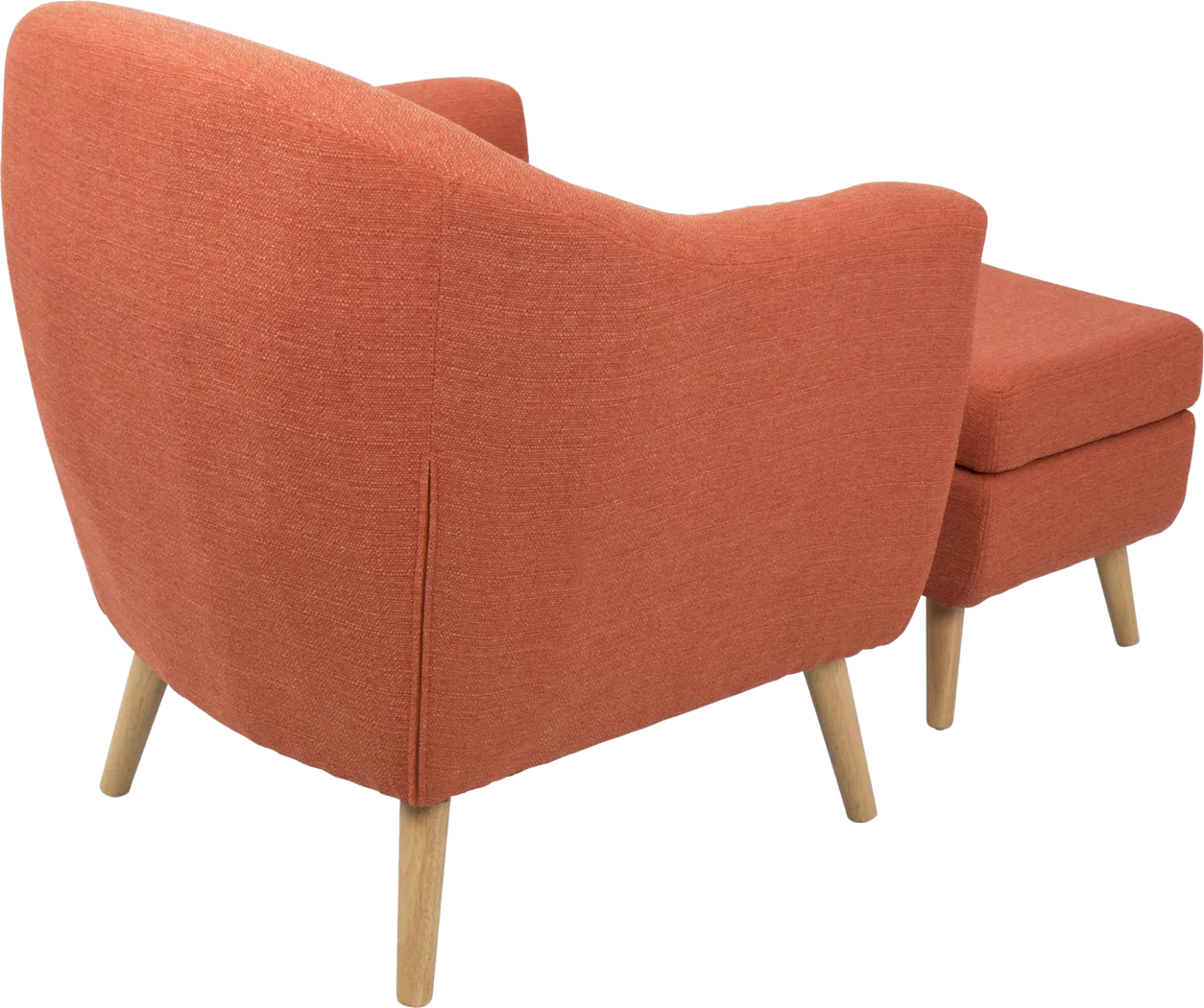 Rozelle Orange Accent Chair & Ottoman - Thumbnail - Image 2