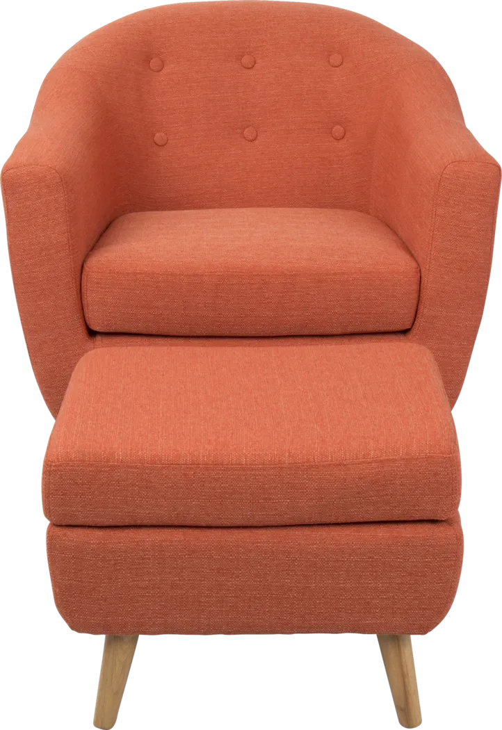 Rozelle Orange Accent Chair & Ottoman - Thumbnail - Image 3