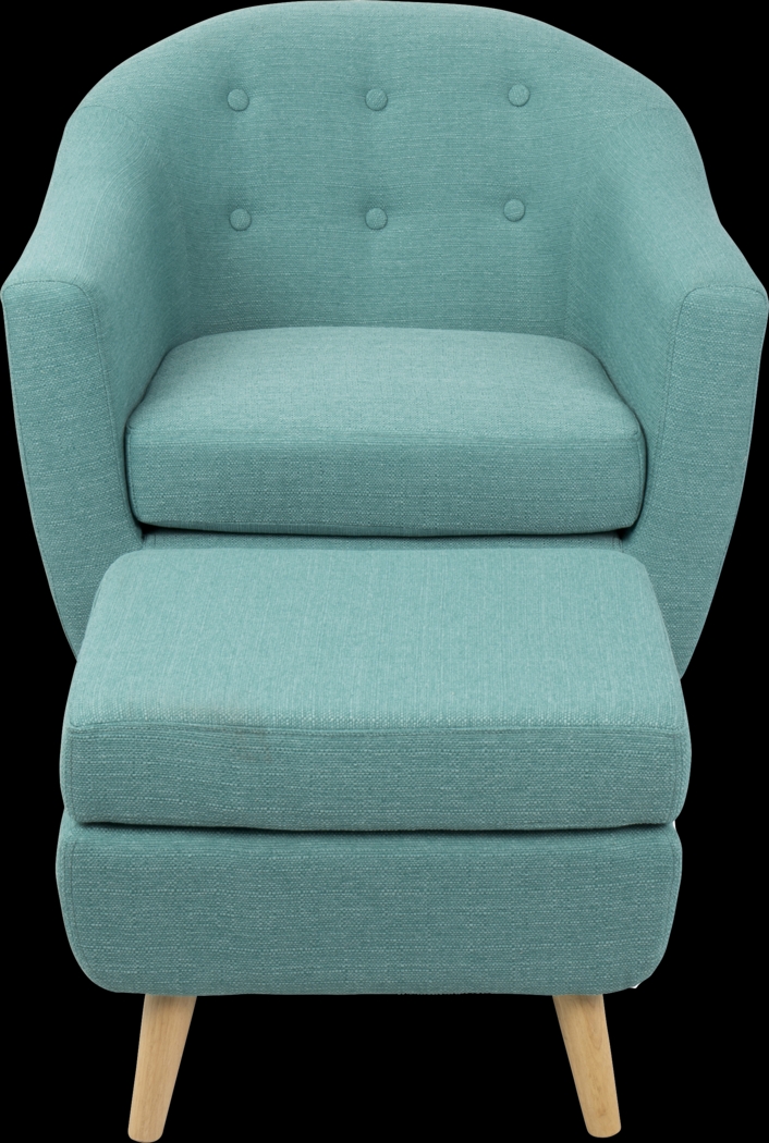 Rozelle Teal Accent Chair & Ottoman - Thumbnail - Image 3