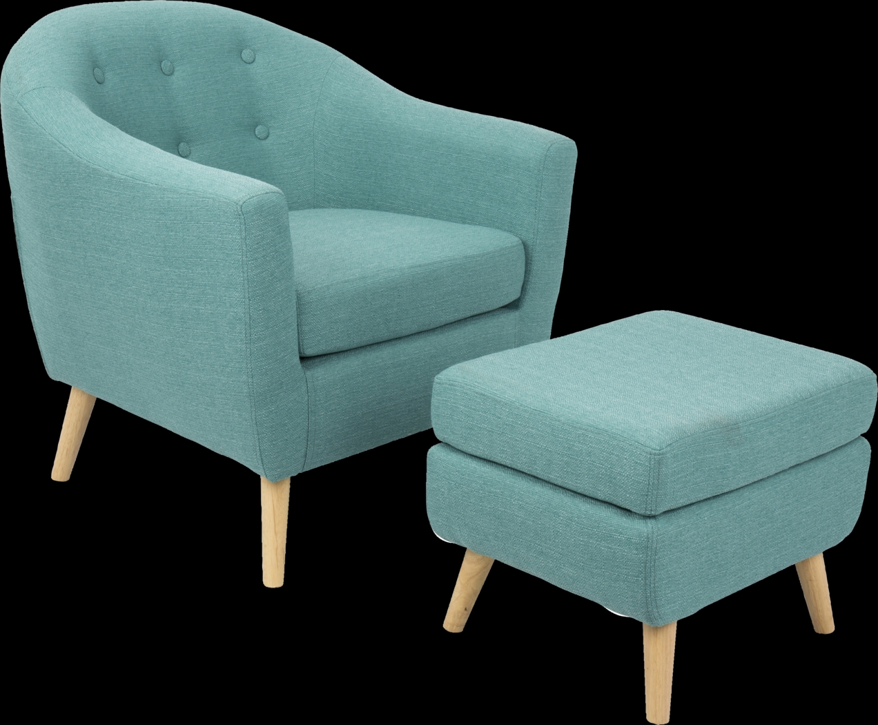 Rozelle Teal Accent Chair & Ottoman - Thumbnail - Image 1