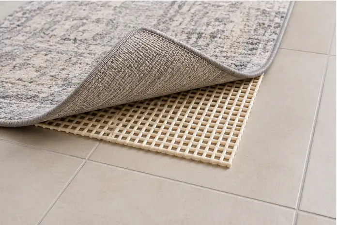 rug pad on tile floor