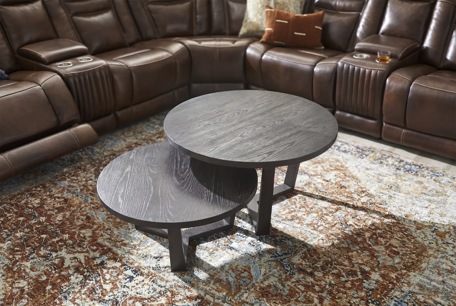 Rumie Brown 2 Pc Cocktail Table Set - Thumbnail - Image 3
