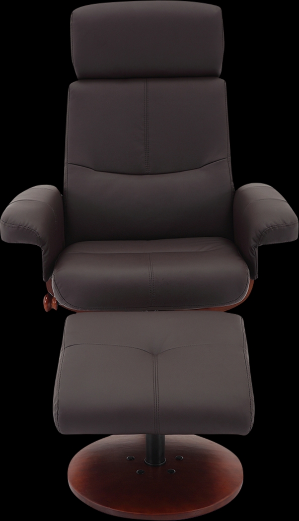 Runelle Brown Recliner and Ottoman - Thumbnail - Image 2