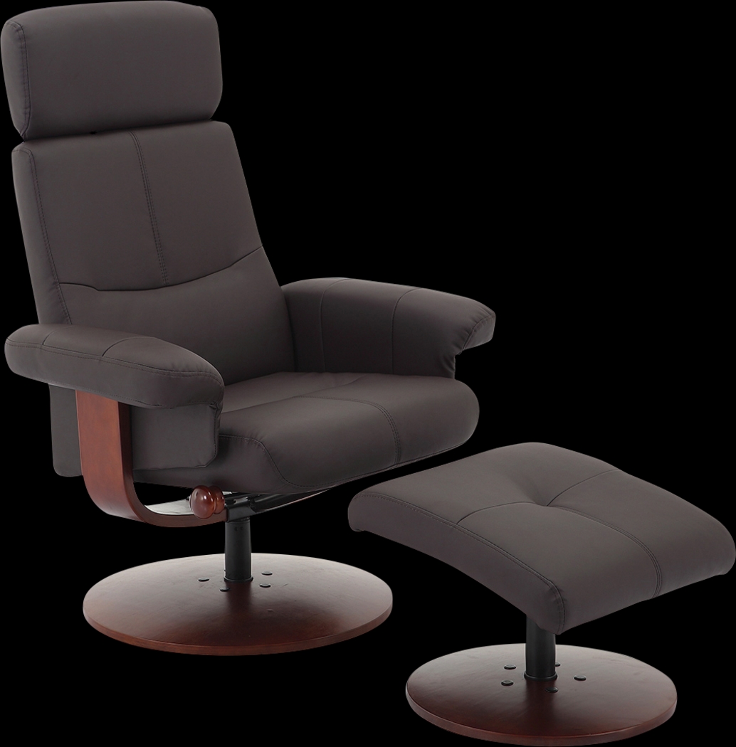 Runelle Brown Recliner and Ottoman - Thumbnail - Image 3