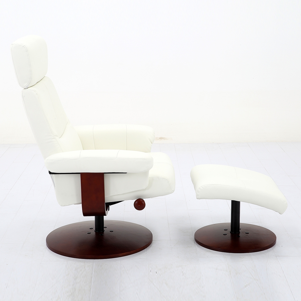 Runelle White Recliner and Ottoman - Thumbnail - Image 2