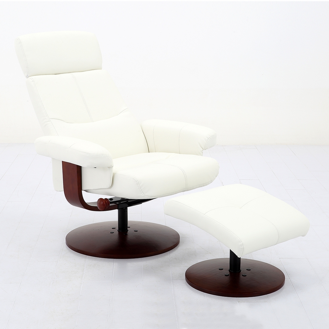 Runelle White Recliner and Ottoman - Thumbnail - Image 3