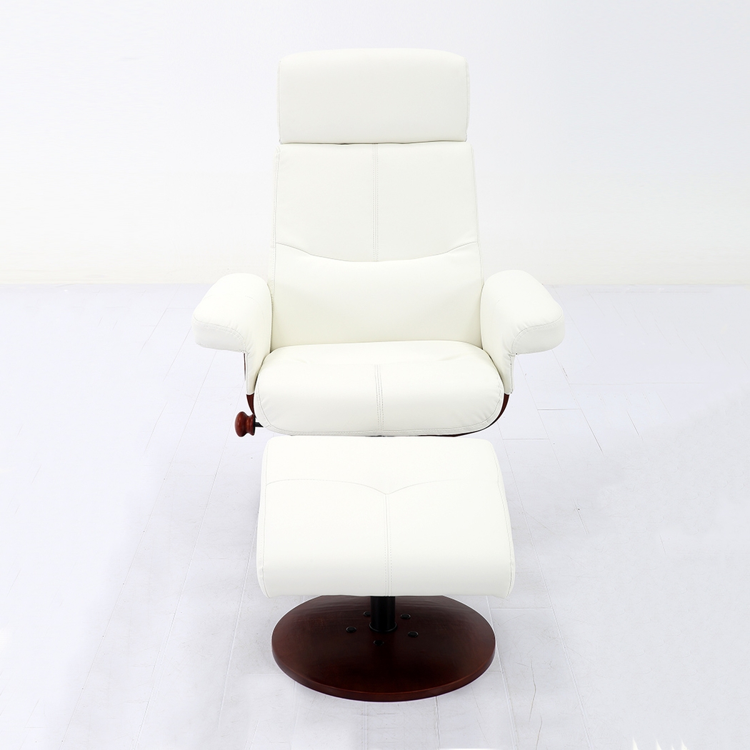 Runelle White Recliner and Ottoman - Thumbnail - Image 4