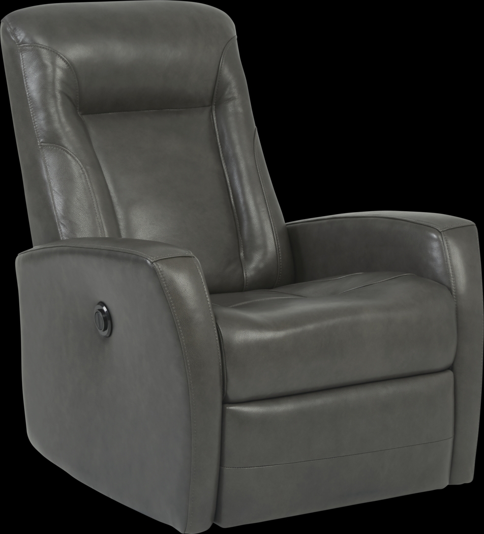 Ruperto Dark Gray Leather Power Recliner - Thumbnail - Image 1