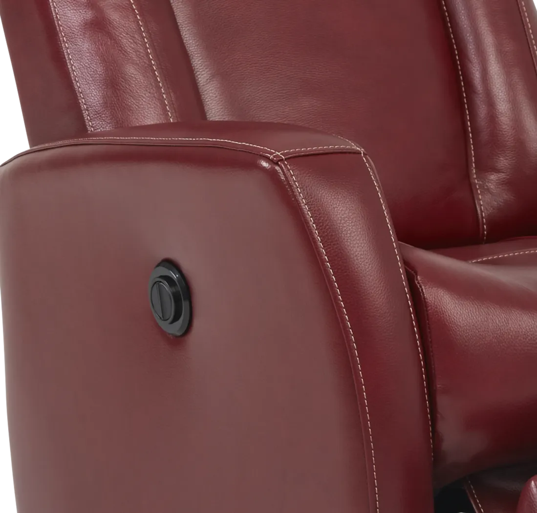 Ruperto Red Leather Power Recliner - Thumbnail - Image 3