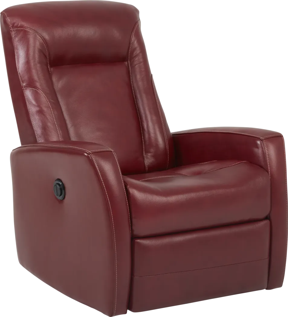 Ruperto Red Leather Power Recliner - Thumbnail - Image 1
