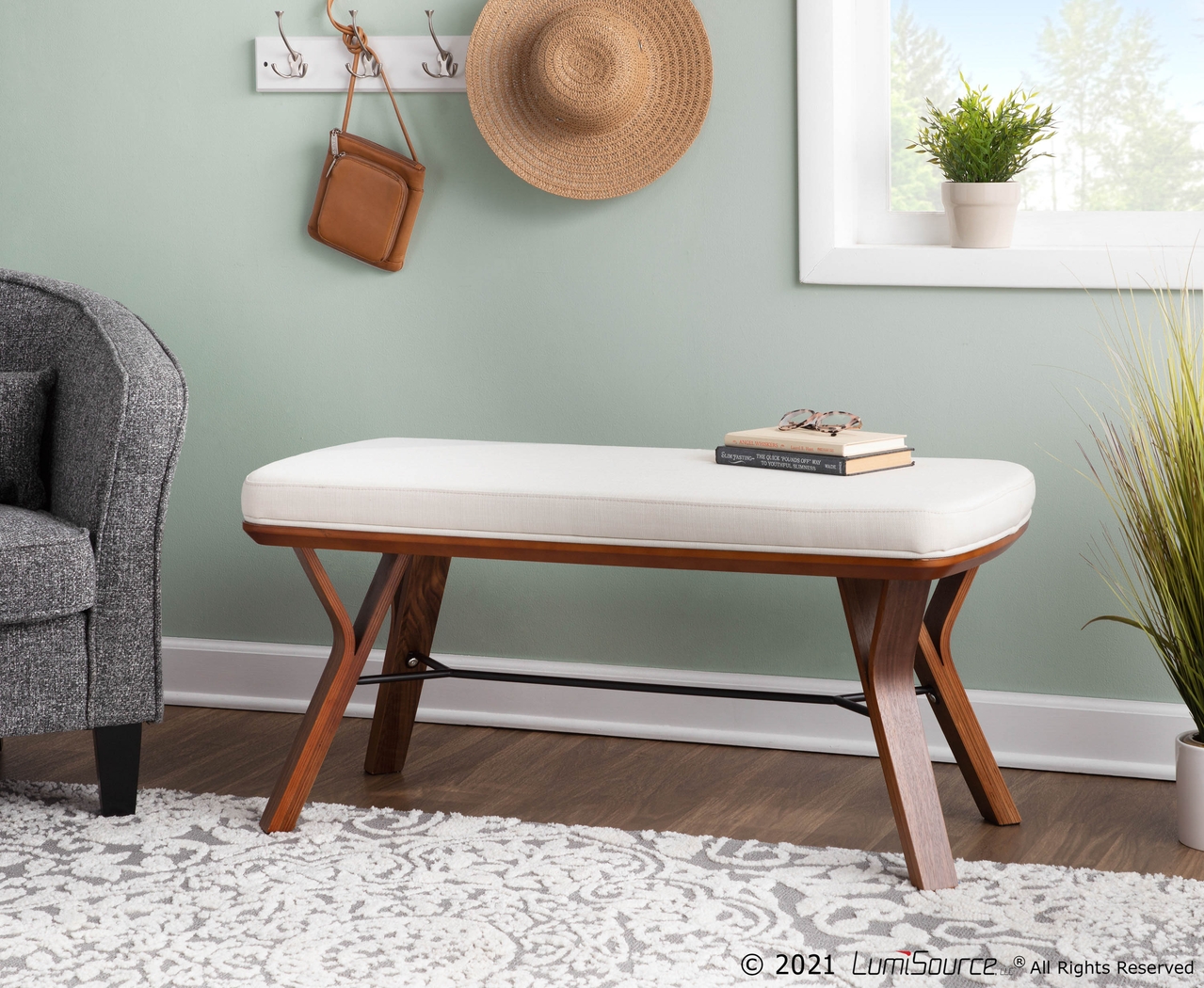 Rushworth II Cream Accent Bench - Thumbnail - Image 8