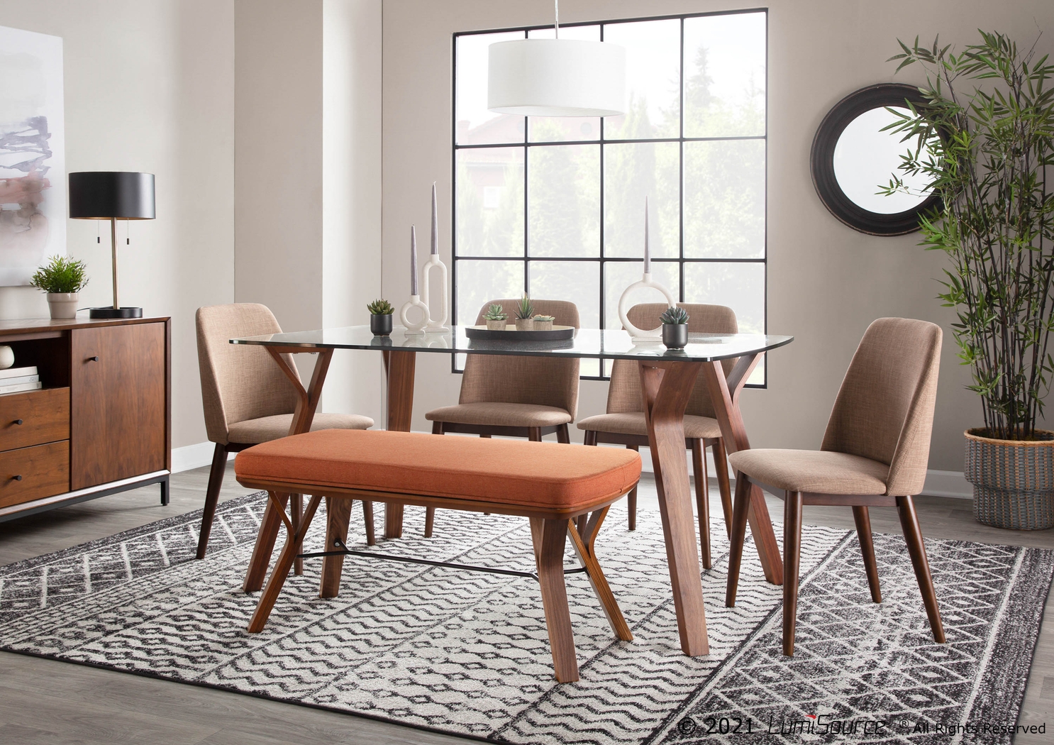 Rushworth II Orange Accent Bench - Thumbnail - Image 8