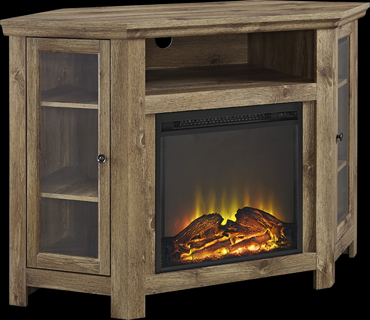 Russell Barnwood 48 in. Corner Console with Electric Fireplace - Thumbnail - Image 2