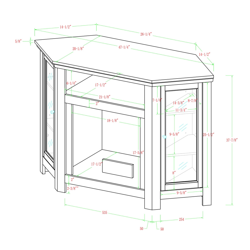 Russell Black 48 in. Corner Console with Electric Fireplace - Thumbnail - Image 7