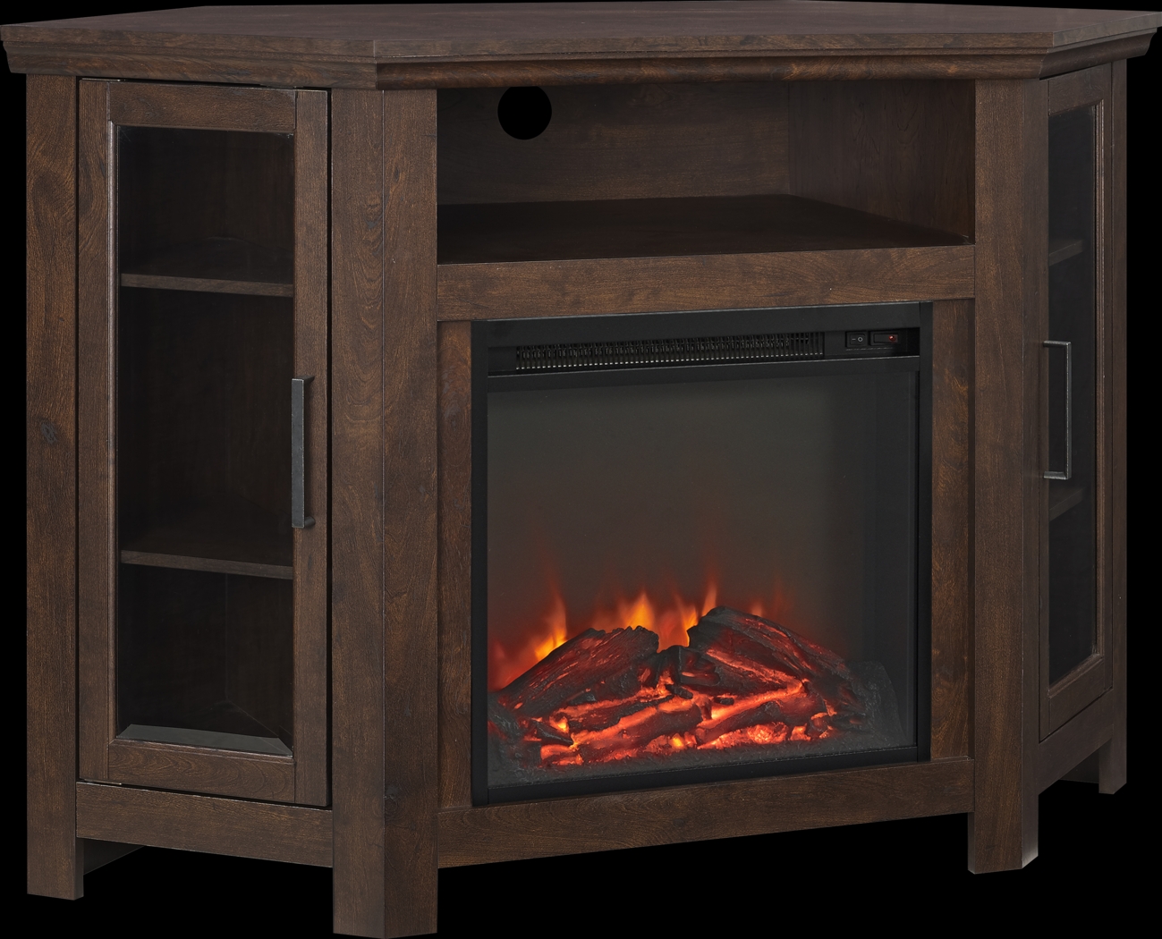 Russell Brown 48 in. Corner Console with Electric Fireplace - Thumbnail - Image 2
