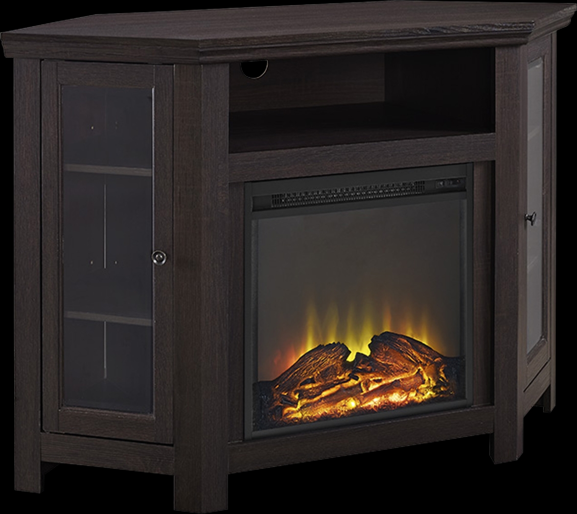 Russell Espresso 48 in. Corner Console with Electric Fireplace - Thumbnail - Image 2